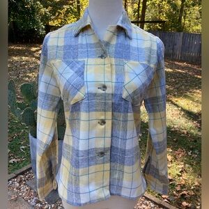 Vintage Women’s Pendleton Tuckeroo Wool Shadow Plaid Loop Collar Shirt Sz Small